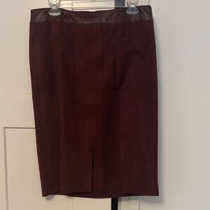 Chico's Burgundy Pencil Skirt with Leather Trim